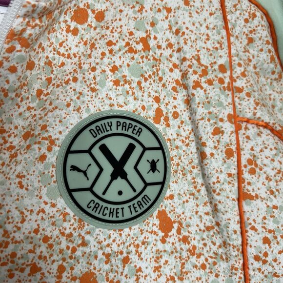 Puma x Daily Paper Cricket Jacket Long Sleeve L White Orange Green Logo Pattern - Picture 8 of 15